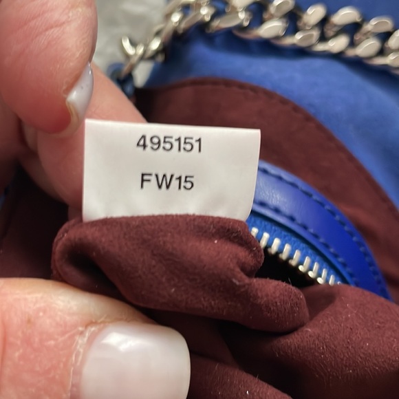 STELLA MCCARTNEY Blue Denim Color BECKETT Chain Shoulder Bag in faux Suede - Picture 13 of 13